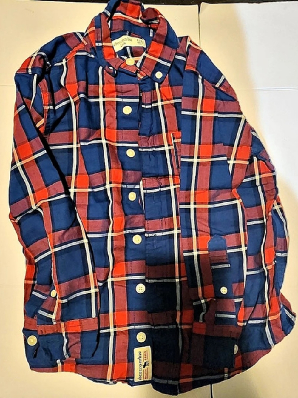 Abercrombie Kids Boys Plaid Flannel Button-Down Shirt Boys Size 5/6